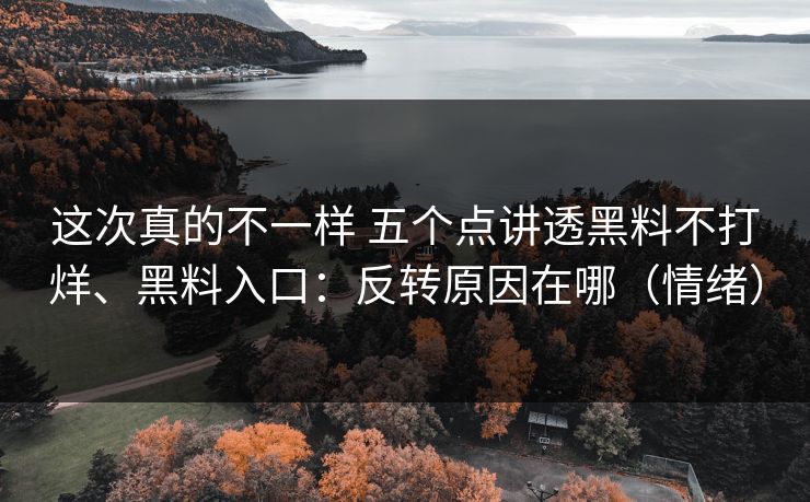 这次真的不一样 五个点讲透黑料不打烊、黑料入口：反转原因在哪（情绪）