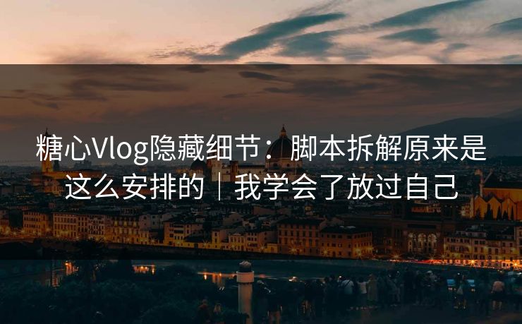 糖心Vlog隐藏细节：脚本拆解原来是这么安排的｜我学会了放过自己