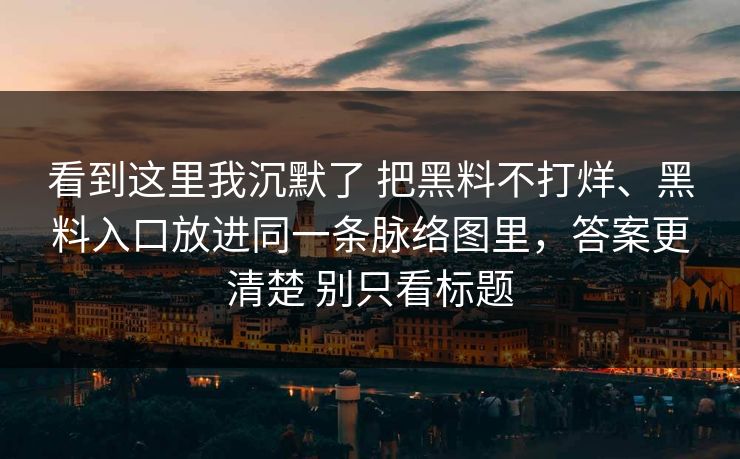看到这里我沉默了 把黑料不打烊、黑料入口放进同一条脉络图里，答案更清楚 别只看标题