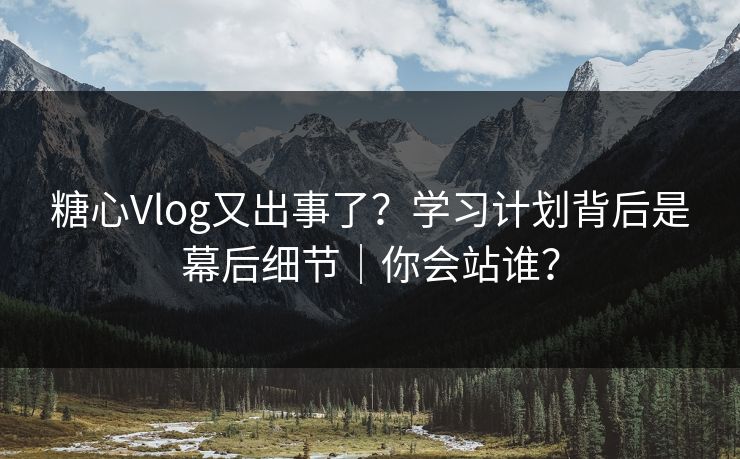 糖心Vlog又出事了？学习计划背后是幕后细节｜你会站谁？