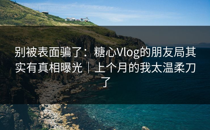 别被表面骗了：糖心Vlog的朋友局其实有真相曝光｜上个月的我太温柔刀了
