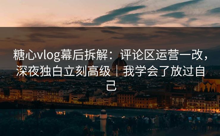 糖心vlog幕后拆解：评论区运营一改，深夜独白立刻高级｜我学会了放过自己