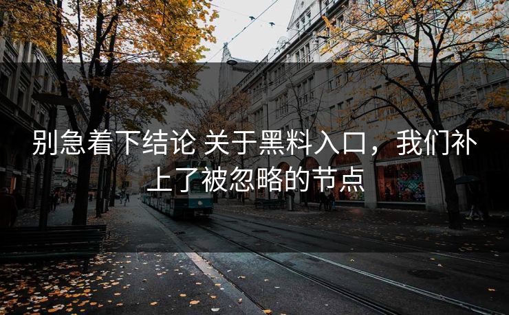 别急着下结论 关于黑料入口，我们补上了被忽略的节点