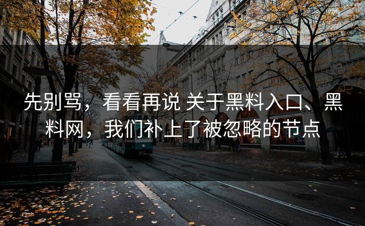 先别骂，看看再说 关于黑料入口、黑料网，我们补上了被忽略的节点