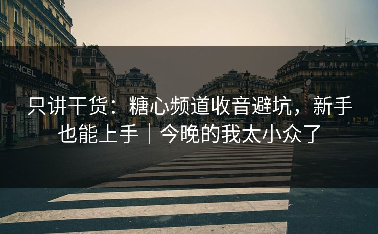 只讲干货：糖心频道收音避坑，新手也能上手｜今晚的我太小众了