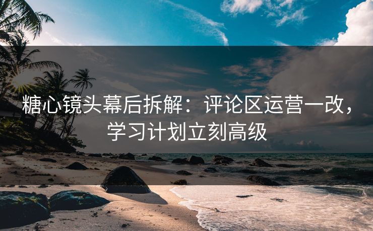 糖心镜头幕后拆解：评论区运营一改，学习计划立刻高级
