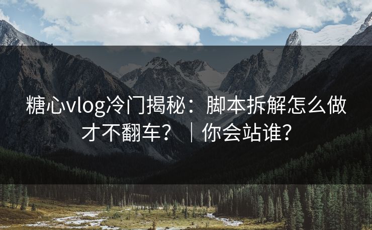 糖心vlog冷门揭秘：脚本拆解怎么做才不翻车？｜你会站谁？