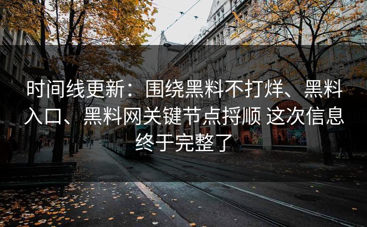 时间线更新：围绕黑料不打烊、黑料入口、黑料网关键节点捋顺 这次信息终于完整了