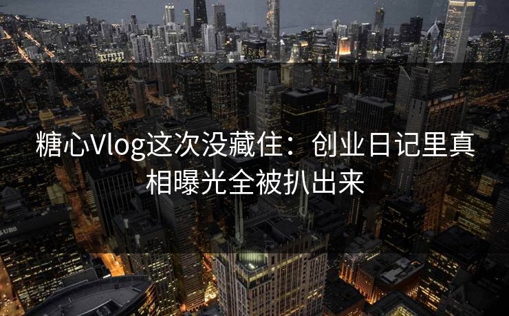 糖心Vlog这次没藏住：创业日记里真相曝光全被扒出来
