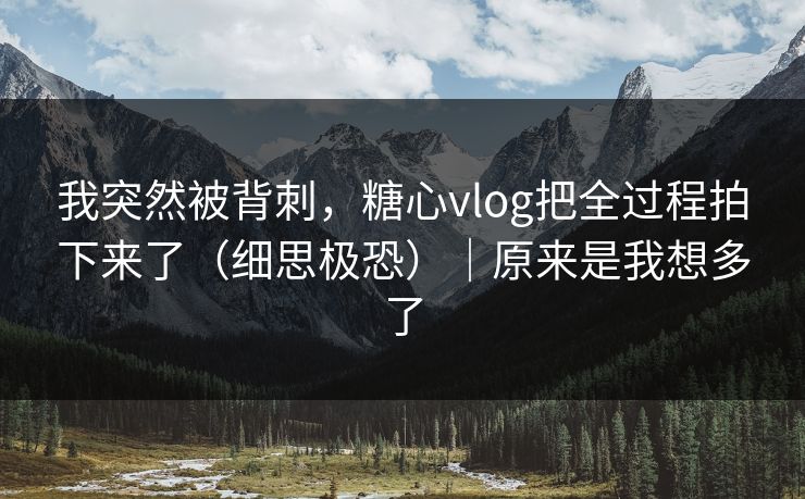 我突然被背刺，糖心vlog把全过程拍下来了（细思极恐）｜原来是我想多了