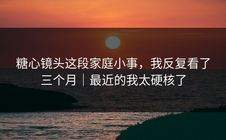 糖心镜头这段家庭小事，我反复看了三个月｜最近的我太硬核了
